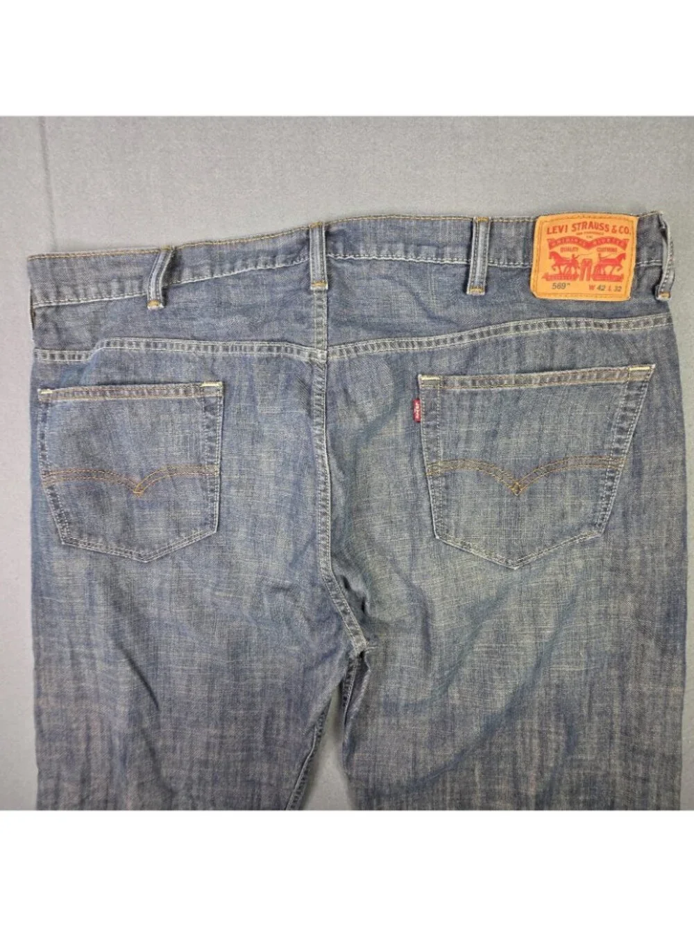 Levis 569 Jeans Mens 42x32 Blue Denim Crosstown Wash Relaxed Straight Y2K Grunge